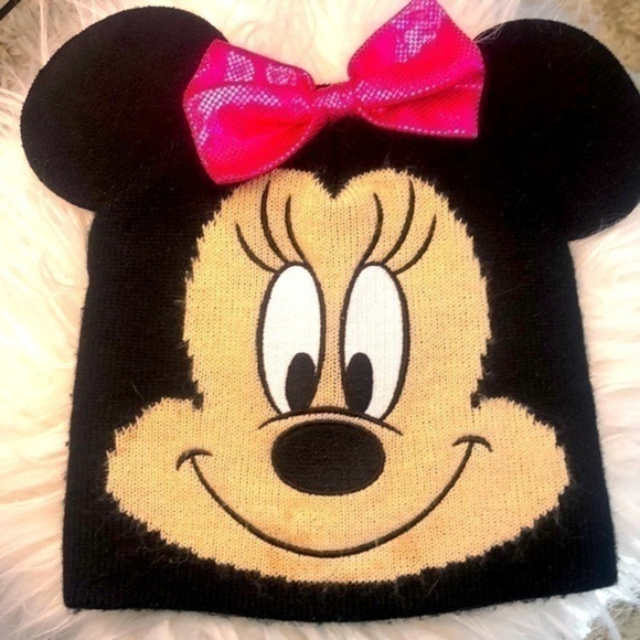 DISNEY MINNIE MOUSE | Disney Minnie Mouse Beanie + Ears and Pink Bow | One Size - Picture 1 of 5